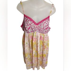 Liberty of London x Target Floral Babydoll chemise Pink Yellow Lace Trim XL